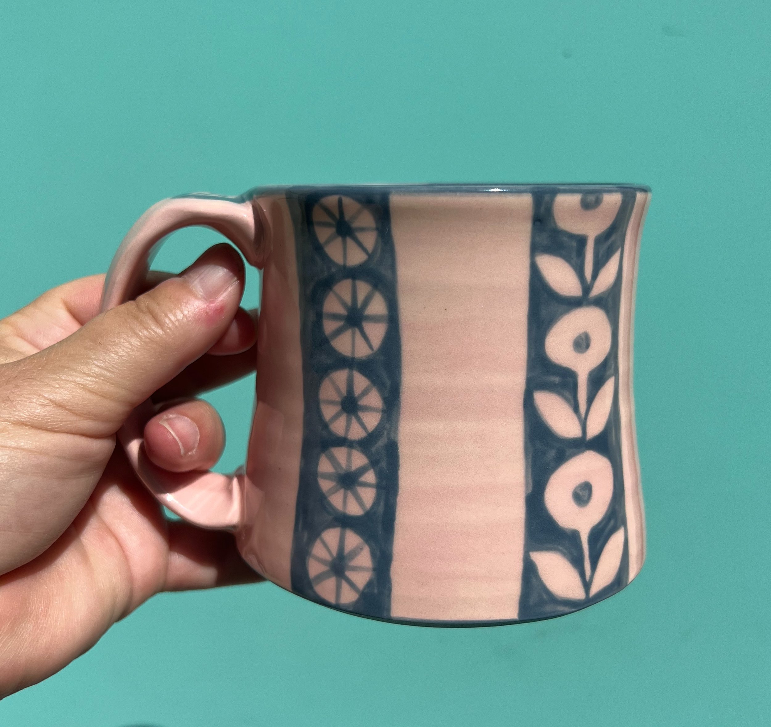 Light Pink and Grey Mug on turquoise.jpg