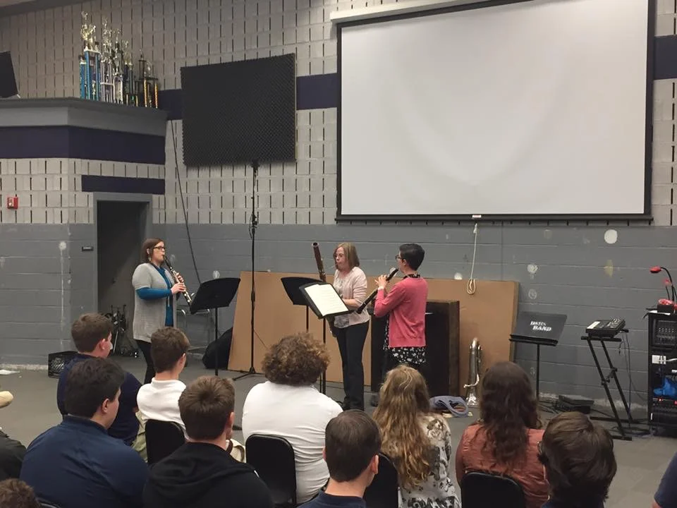Magnolia Reed Trio, Dr. Jackie McIlwain, Dr. Kim Woolly, and Dr. Galit Kaunitz, in performance at Denham Springs HS in Denham Springs, LA, 2017