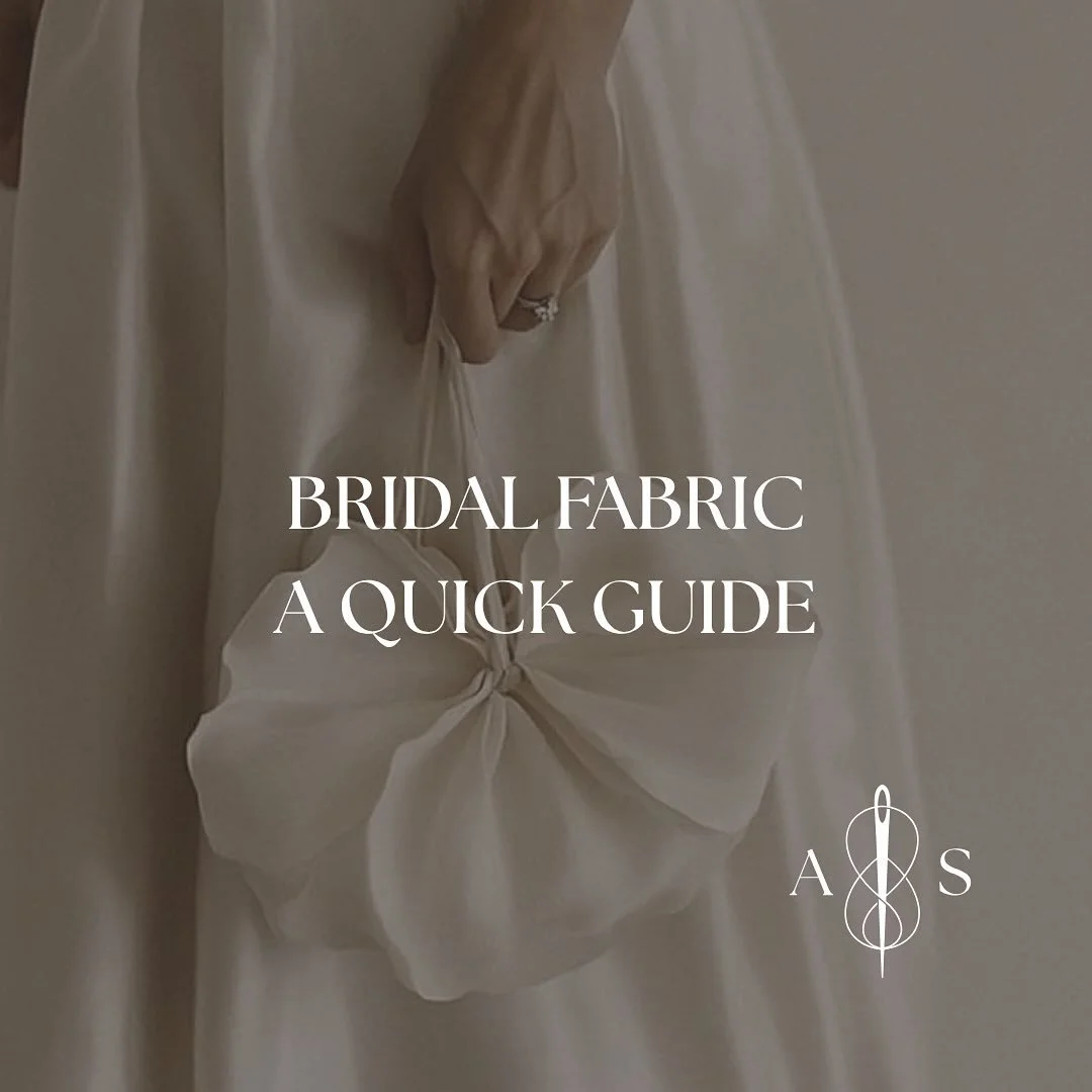 Understanding your gown’s fabric makes the alterations process smoother.
This quick visual guide breaks down the most common bridal fabrics so when we meet for your fitting, you’ll feel confident talking through the details.