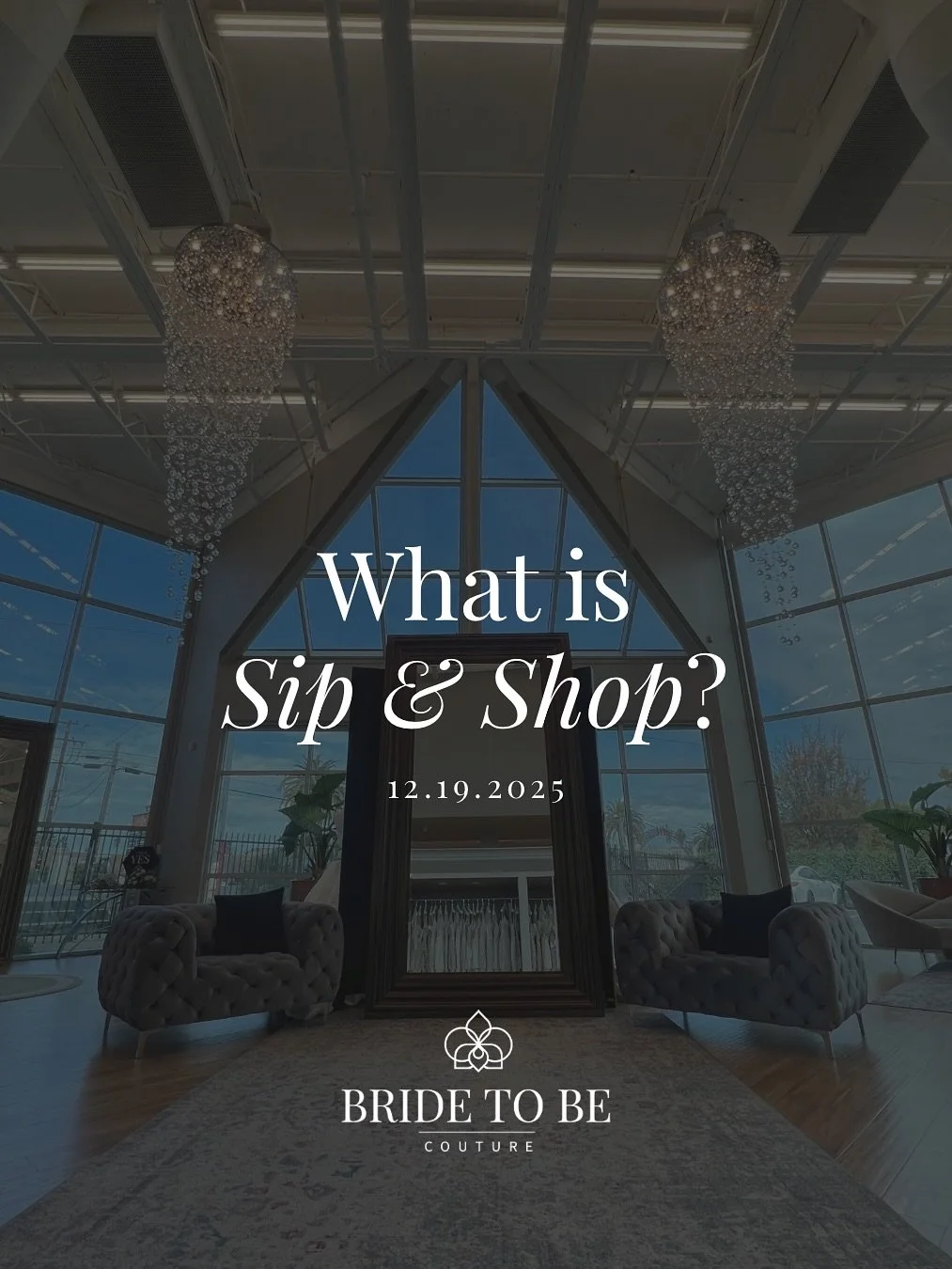 Fianc&eacute;s, we&rsquo;ve got your Friday night covered.
Join us December 19, 2025 for Bride To Be Couture&rsquo;s Sip &amp; Shop, where champagne flows and dream gowns wait.
Shop up to 60% off designer dresses, meet our stylists &amp; vendors, and