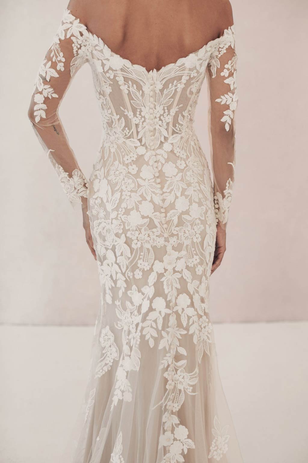 Romantic Lace Off-the-Shoulder Long Sleeve Wedding Dress