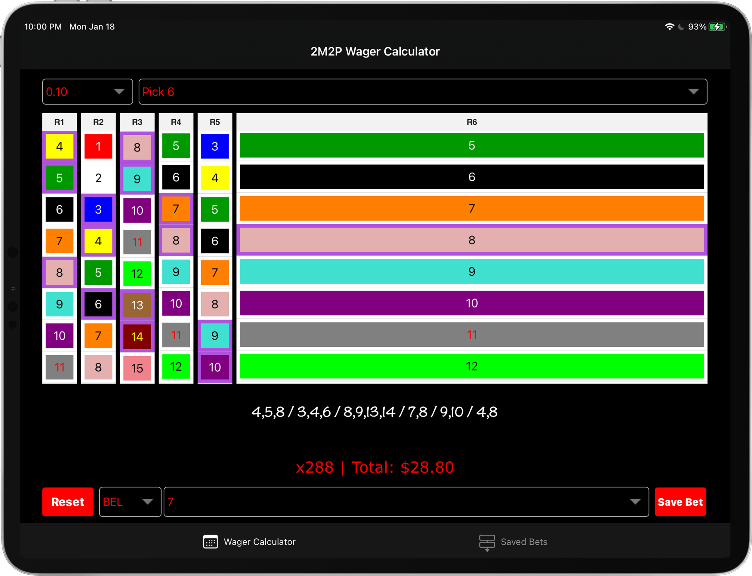 Wager Calculator iOS