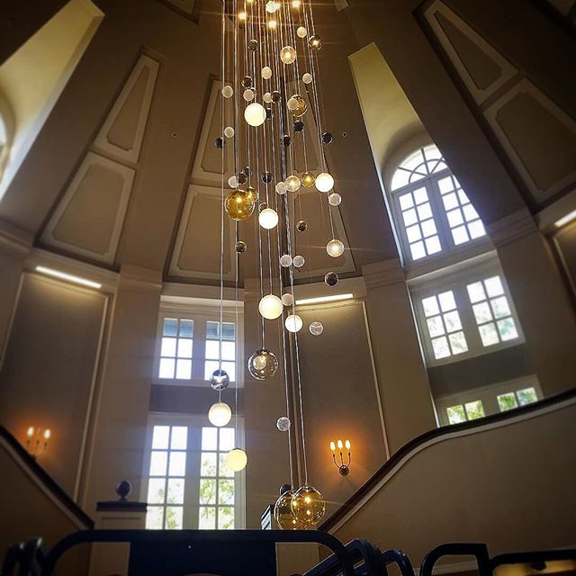 Light fixture done by us at Lafayette Park Hotel. Fixture is 36' long and hangs from the ceiling 50' high.