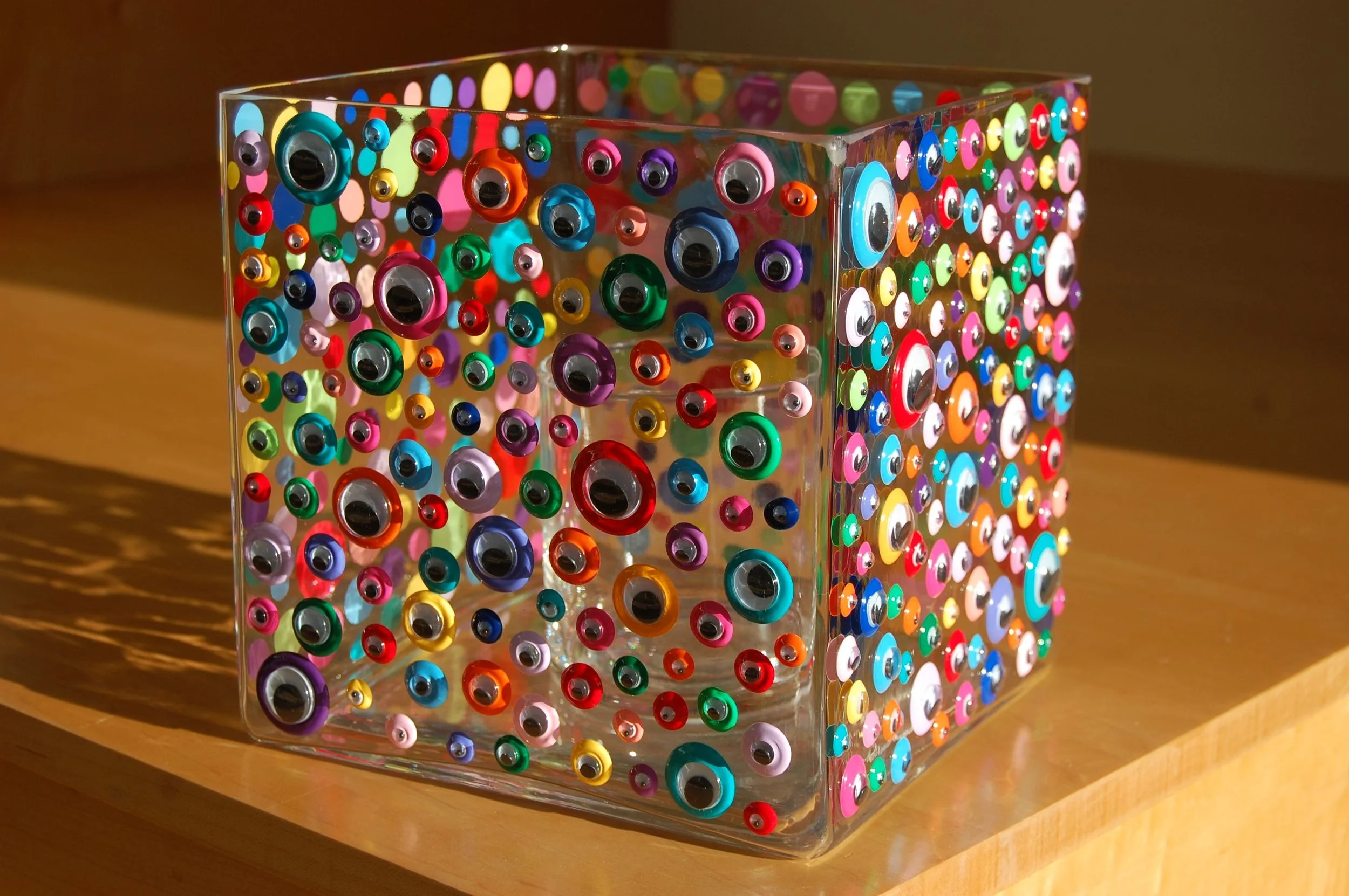 Googly Large Glass Pillar Candle 8" x 8"