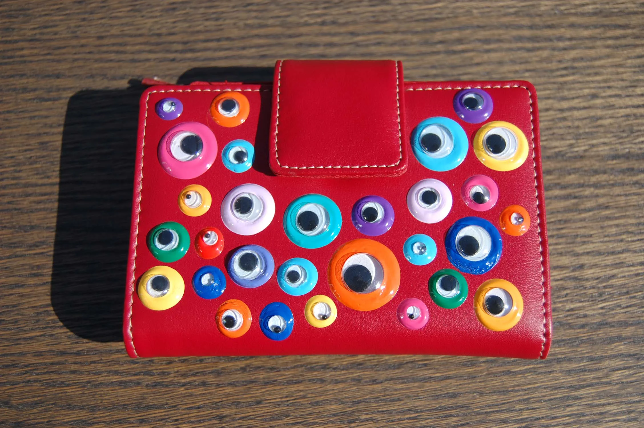 Googly Eye Red Snap Wallet