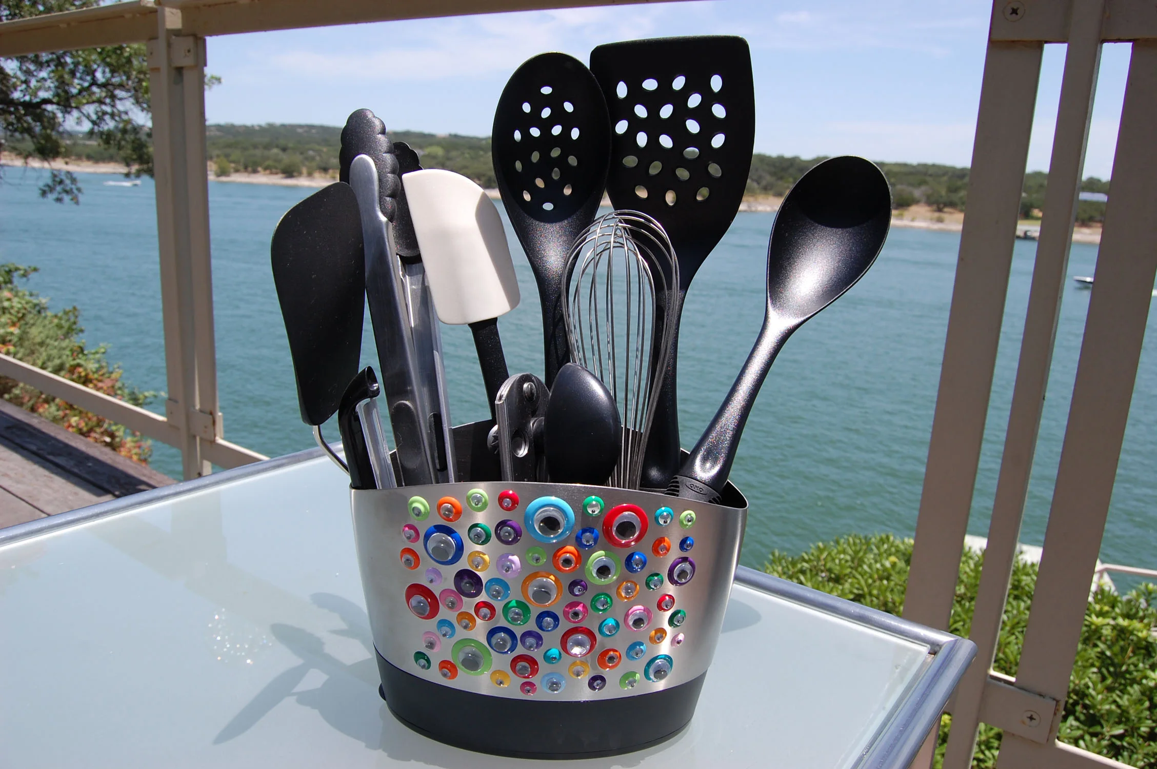 Googly Eye Stainless Steel Holder and OXO Utensils