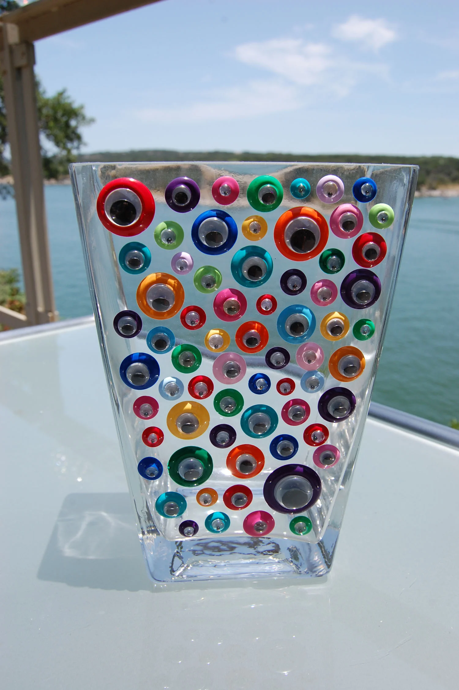 Googly Eye Medium Tapered Multi Color Vase