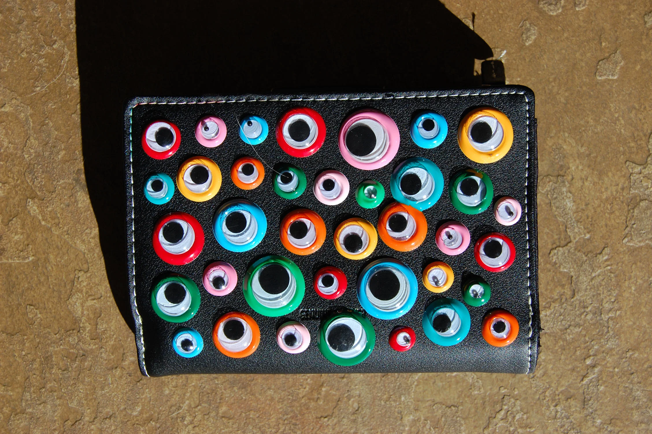 Googly Eye Black Wallet with Multiple Colors and Snap