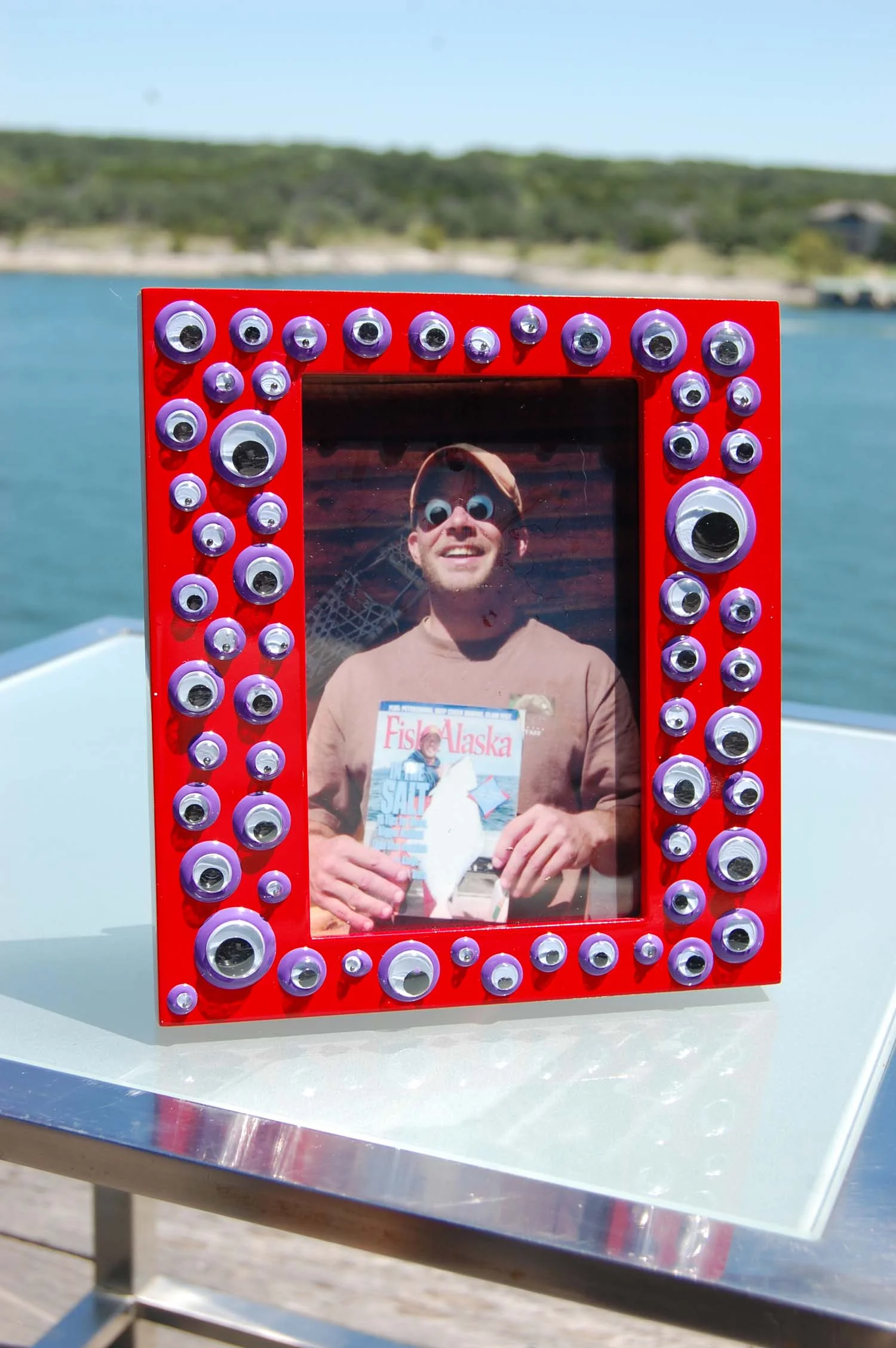 Googly Eye Red Frame with Purple Eyes 4x6" Photo