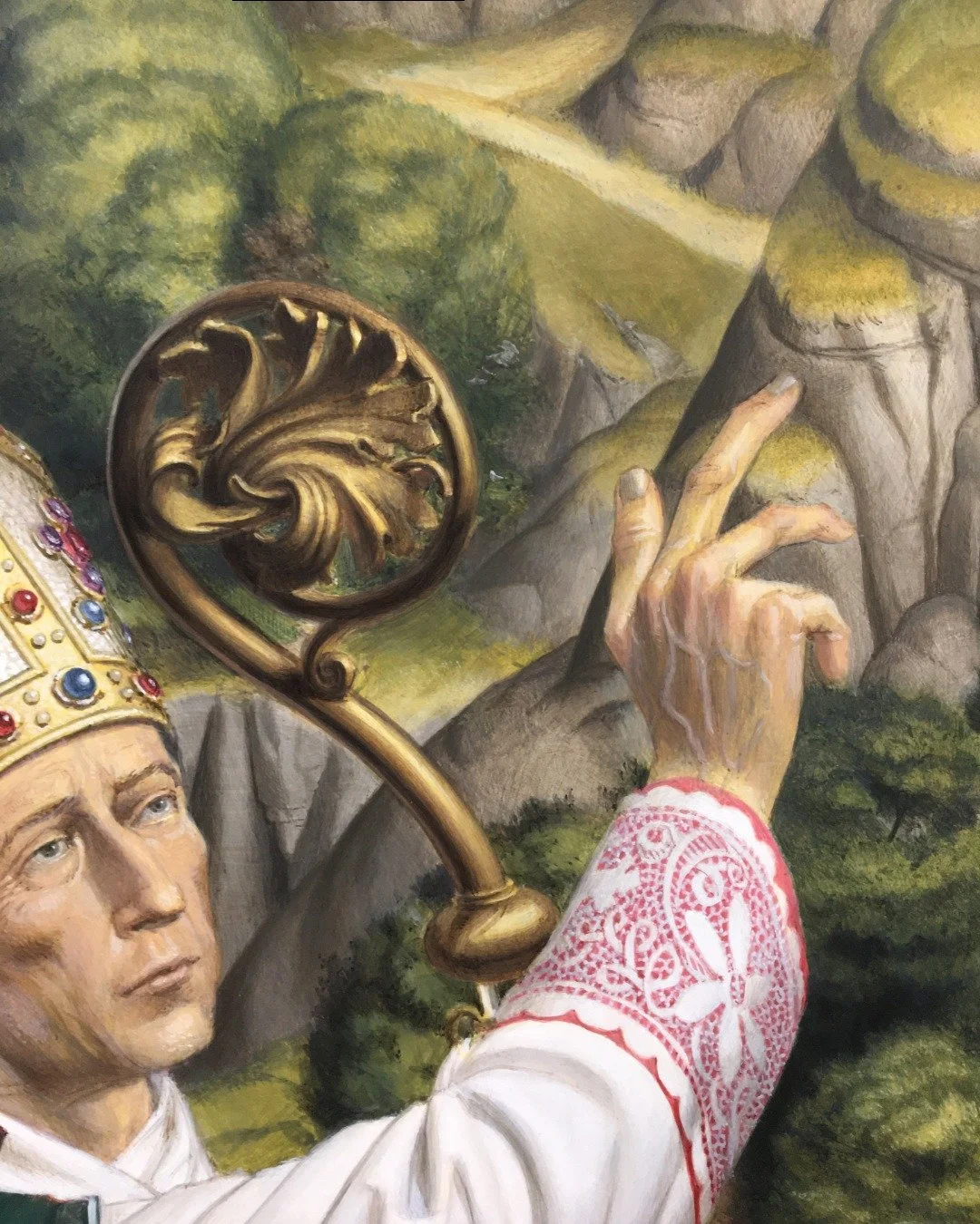 &quot;Monasteries are silent fingers raised to the sky, a stubborn reminder that there is another world.&quot; - Dom Gerard

wip: St. Lawrence of Siponto

+pax
&mdash;&mdash;&mdash;&mdash;&mdash;&mdash;&mdash;&mdash;&mdash;&mdash;
original art and pr