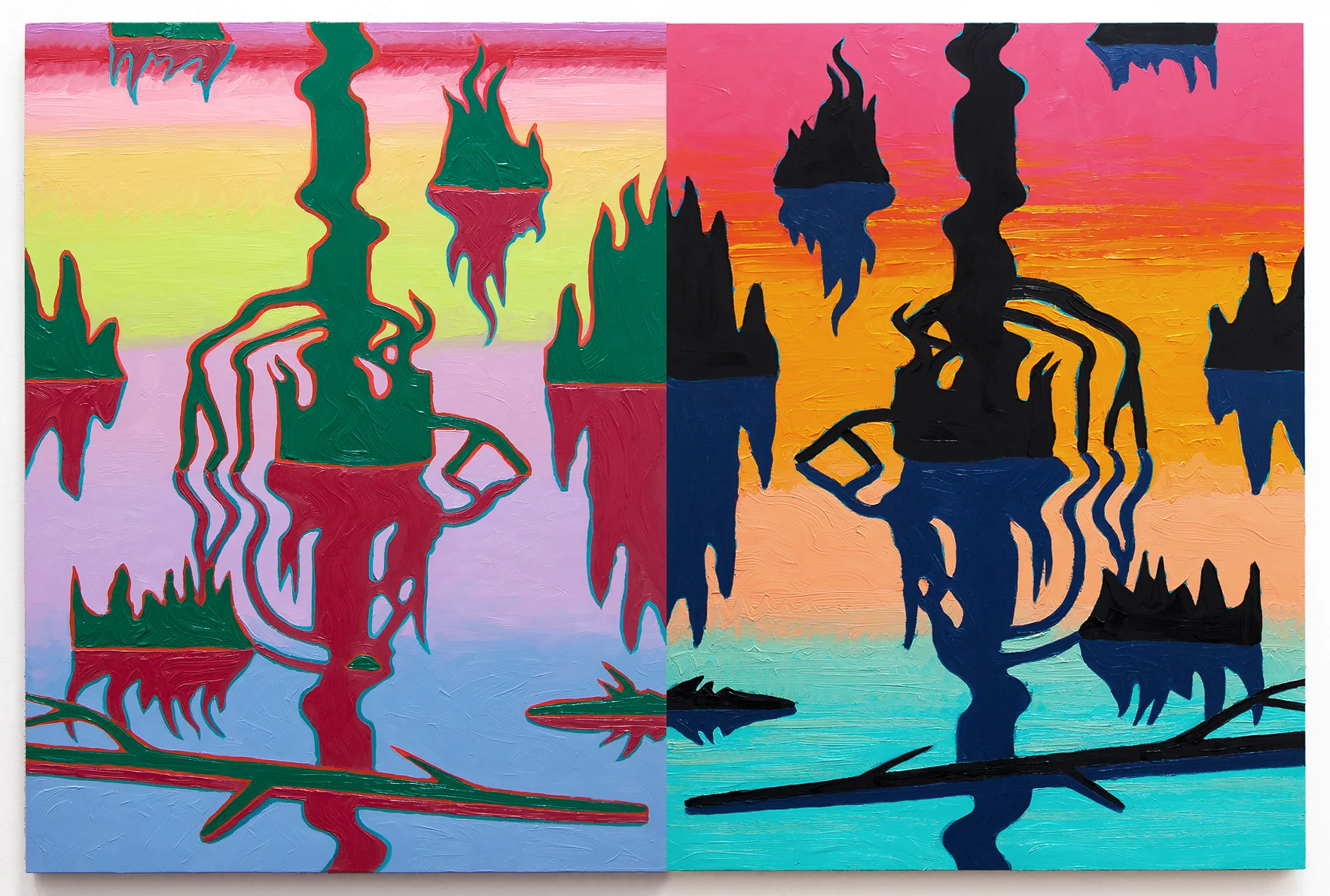 Swamp Shimmer, Arrangement 2 2016-17 oil on panel 24" x 36" dimensions variable