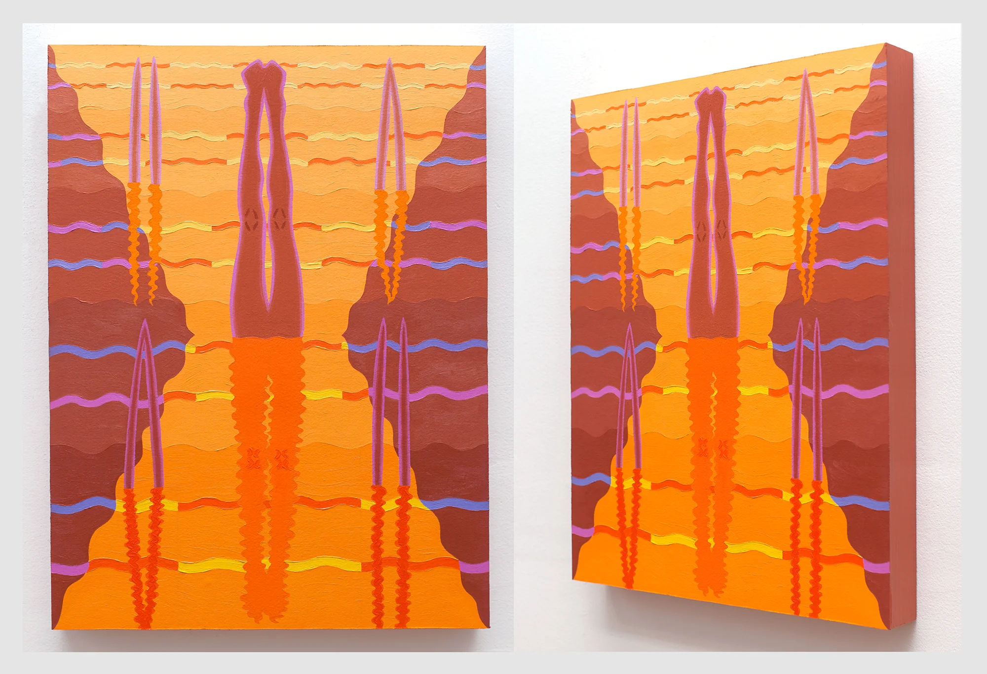 Synchronized Shimmer , 2018, oil on paper on panel, 16" x 12"