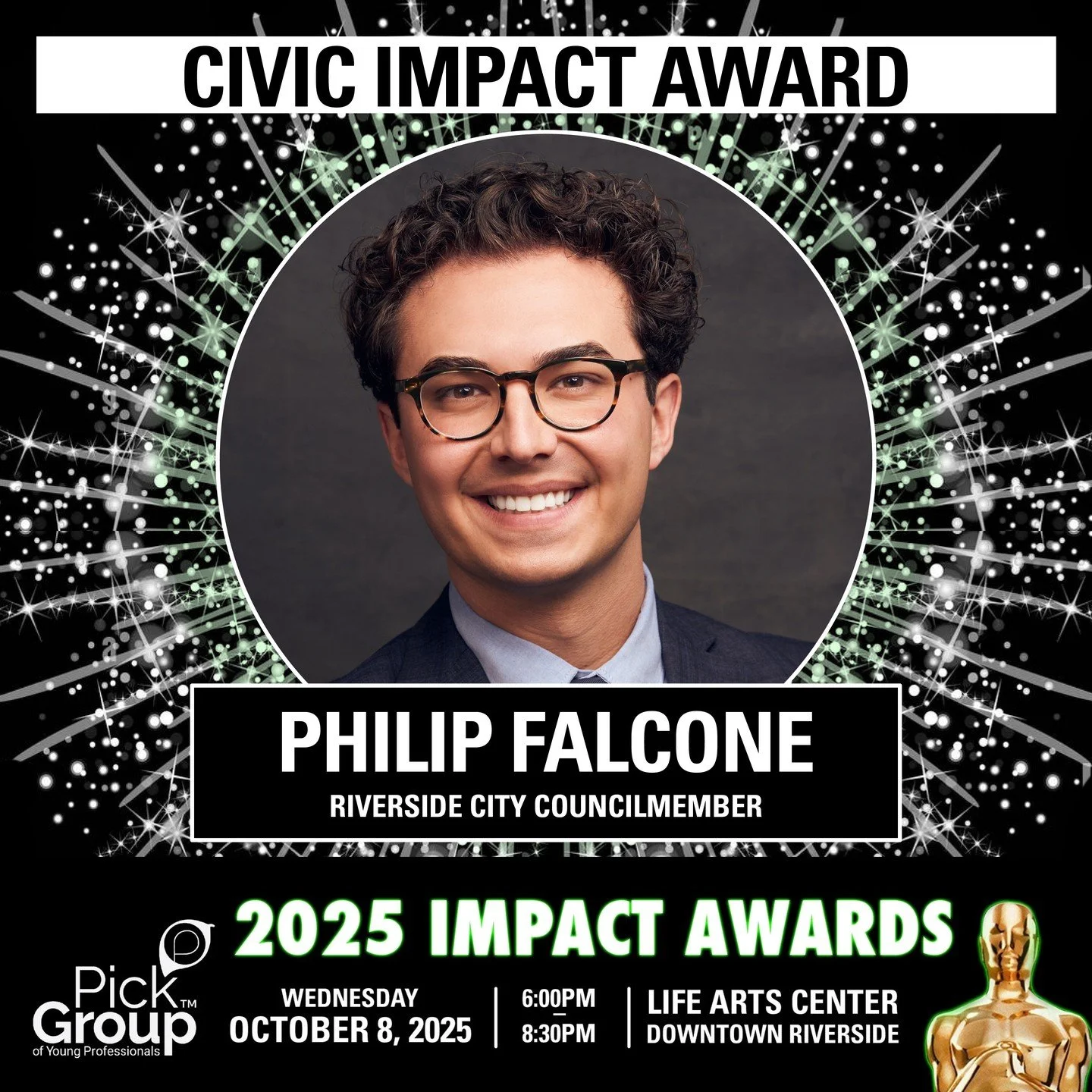 👏 Honoring Philip Falcone (@councilmemberfalcone / @philipjfalcone), Riverside City Councilmember, our Civic Impact Award recipient!

From becoming the youngest City commissioner in Riverside history at 20 years old, to now serving as a City Council