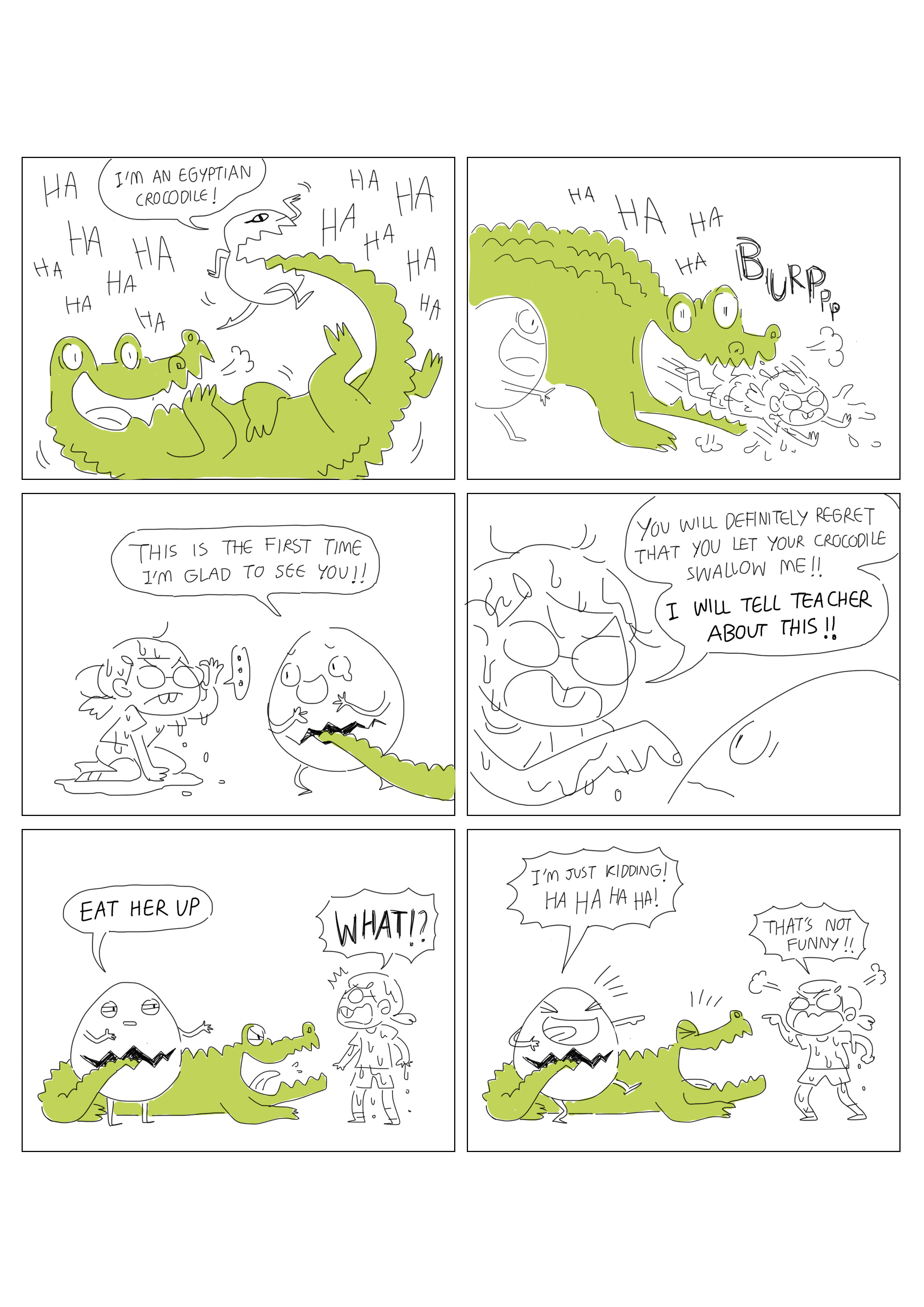 Storyboard for the picture book “Eggy and The Crazy Crocodile”. 