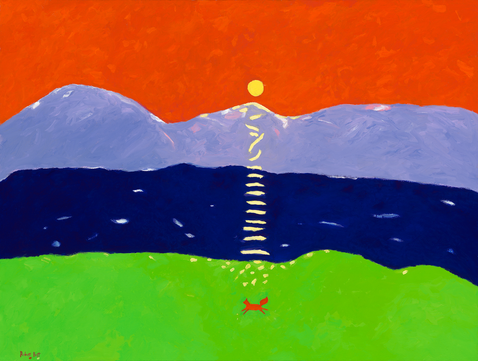 Artwork by Bob Hest | Yes, Lena, there are foxes in Lofoten, Oil on Canvas, 2018