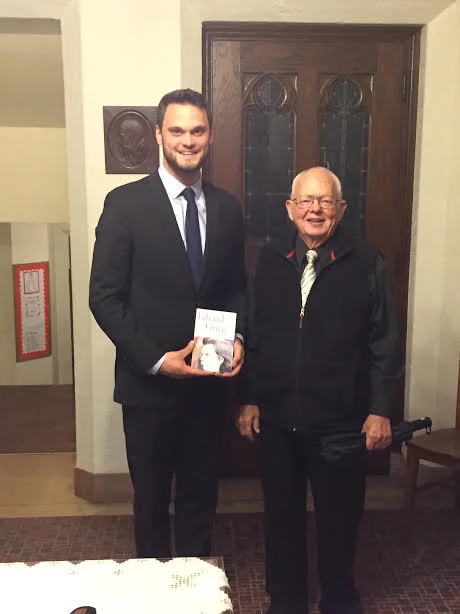Harrison Hintzche (left) and Dr. William H. Halverson after the EGSMN Voice Competition in 2018.