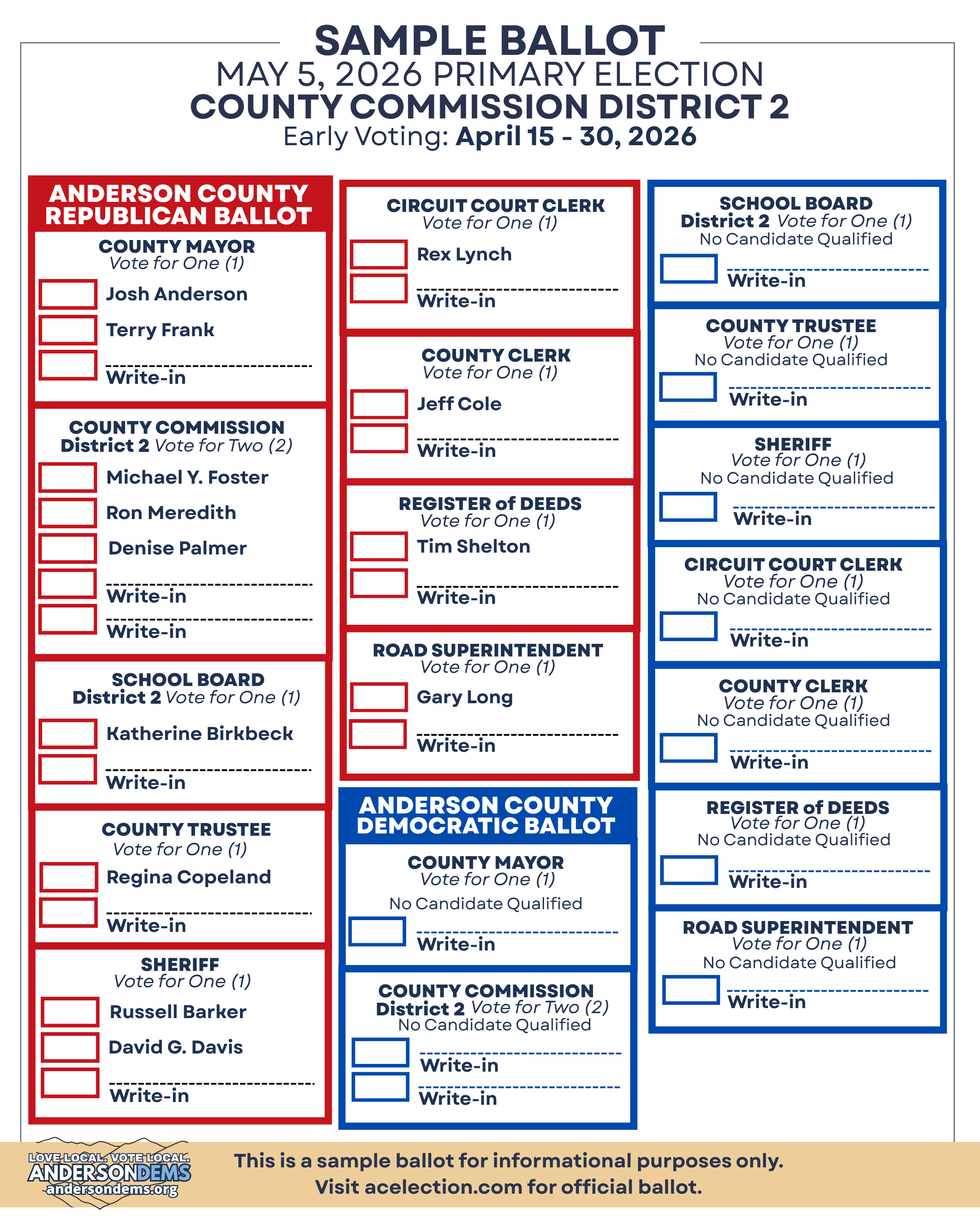 District 2 Sample Ballot