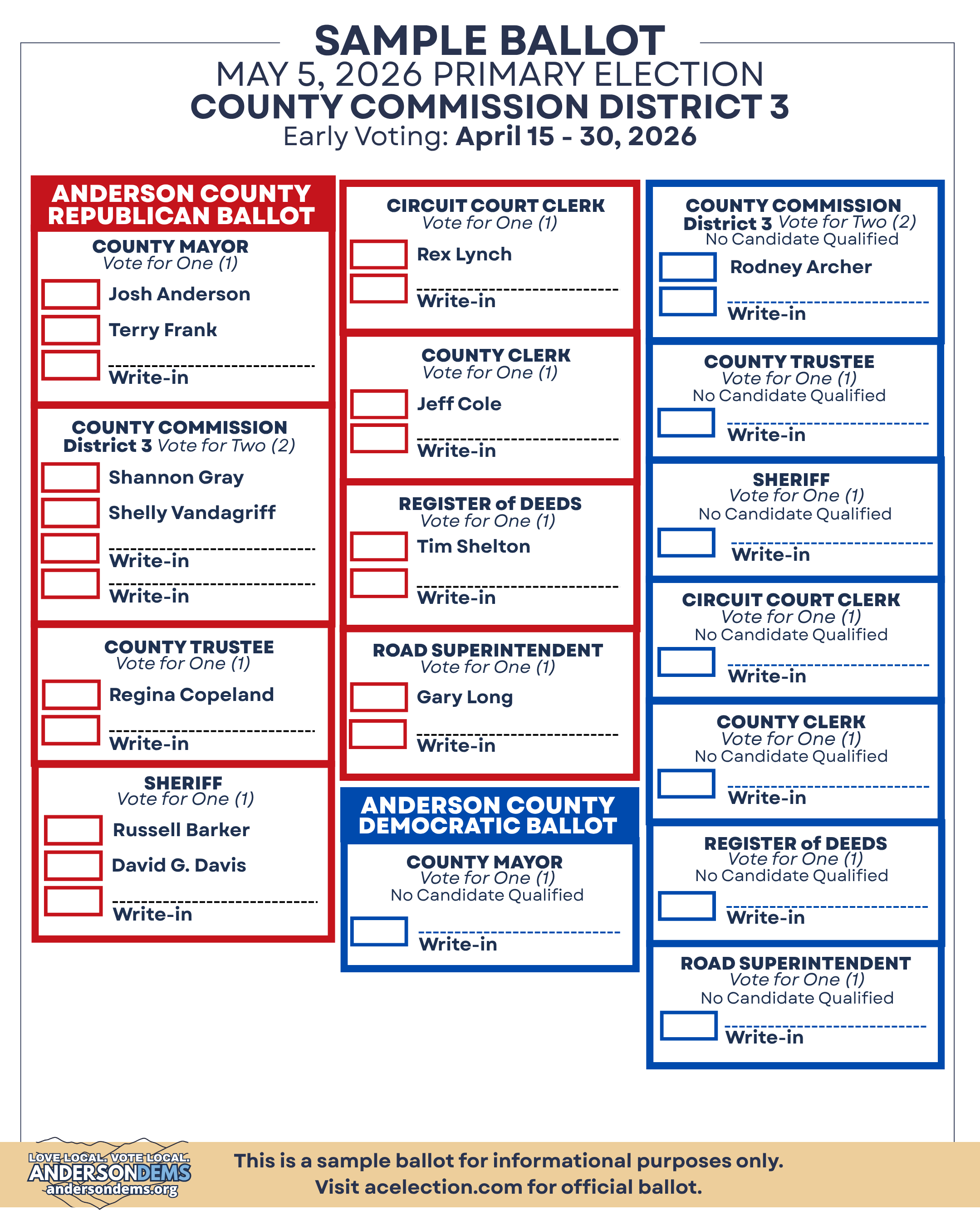 District 3 Sample Ballot
