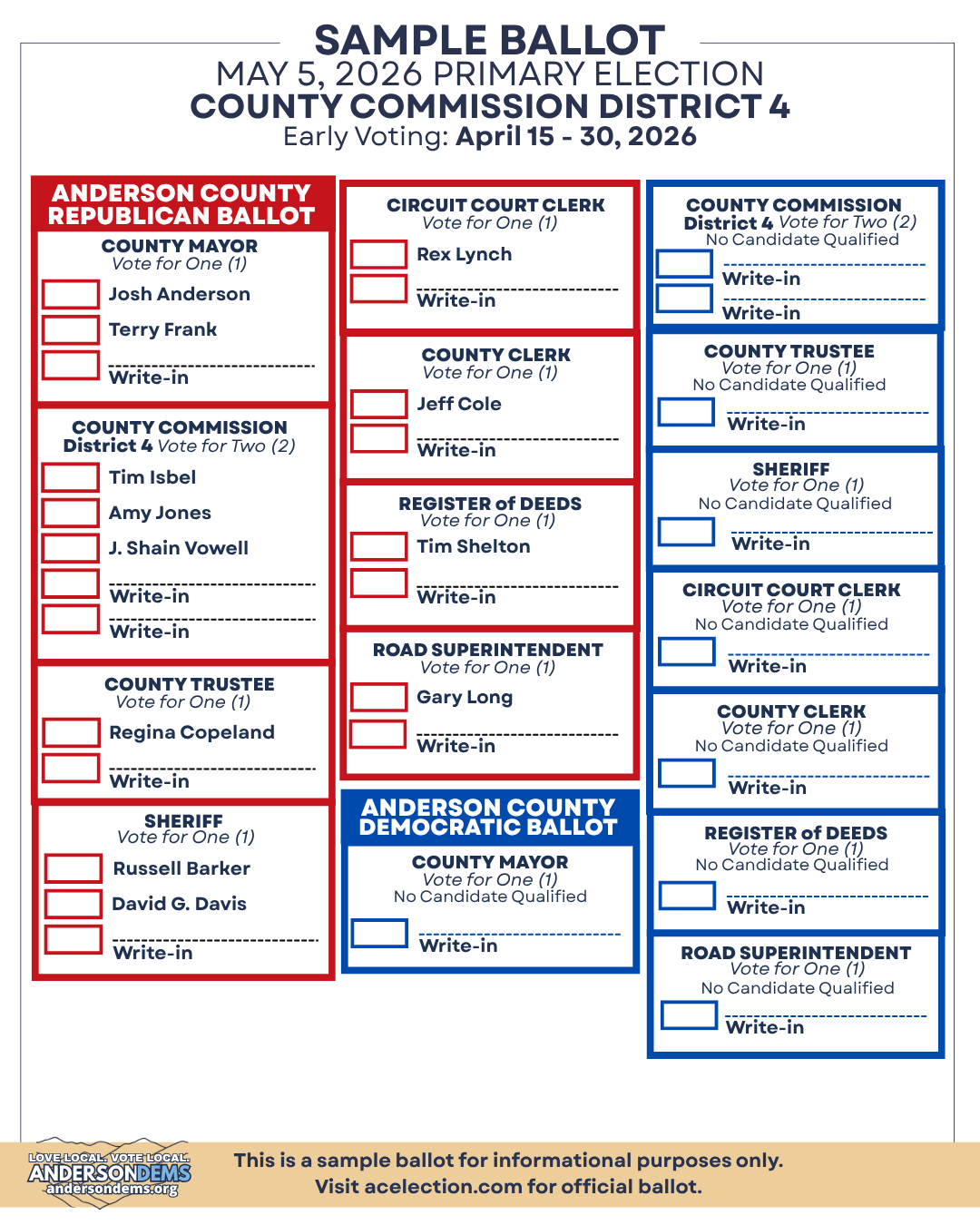 District 4 Sample Ballot