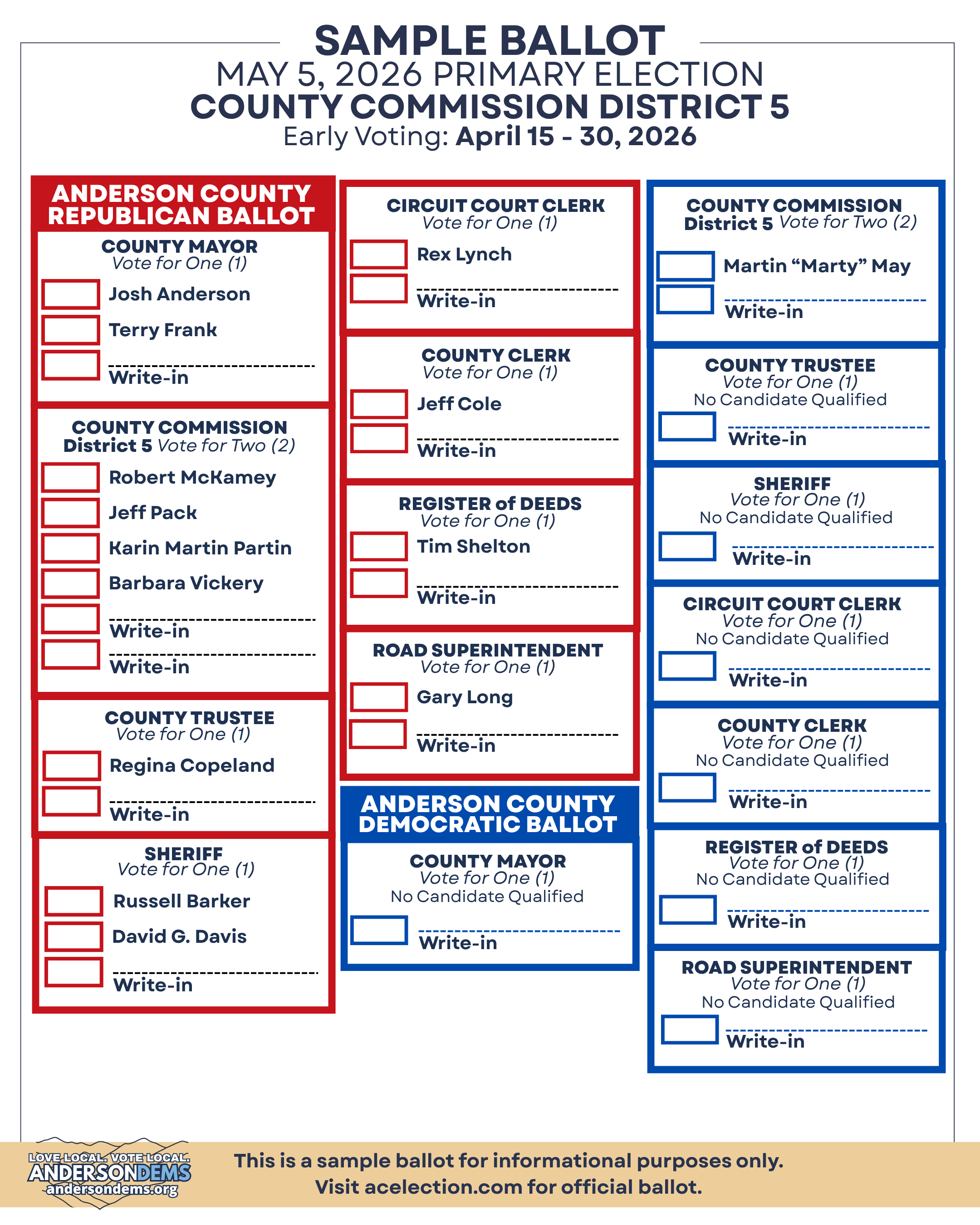 District 5 Sample Ballot
