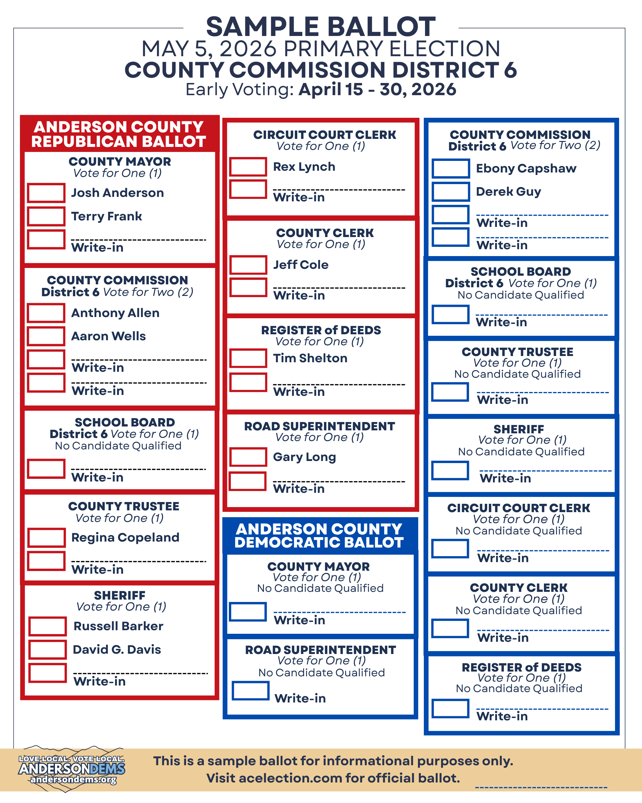 District 6 Sample Ballot