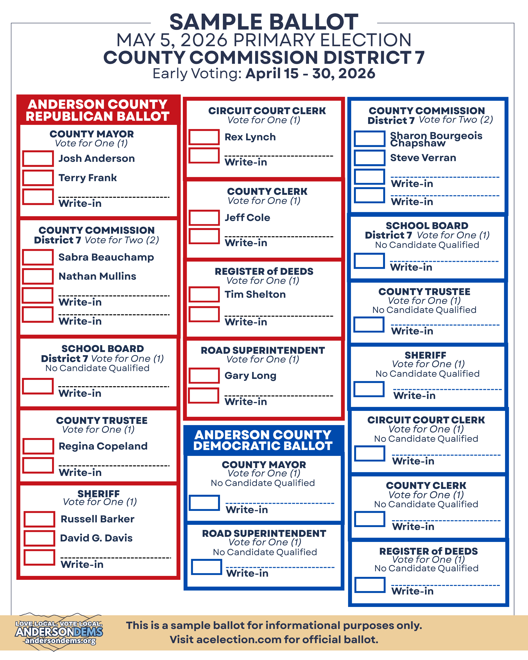 District 7 Sample Ballot
