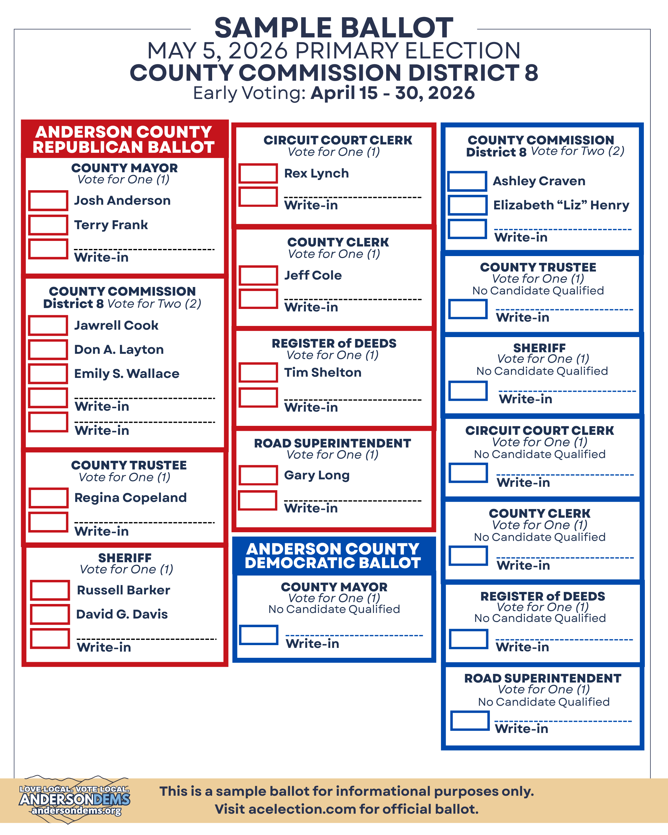 District 8 Sample Ballot