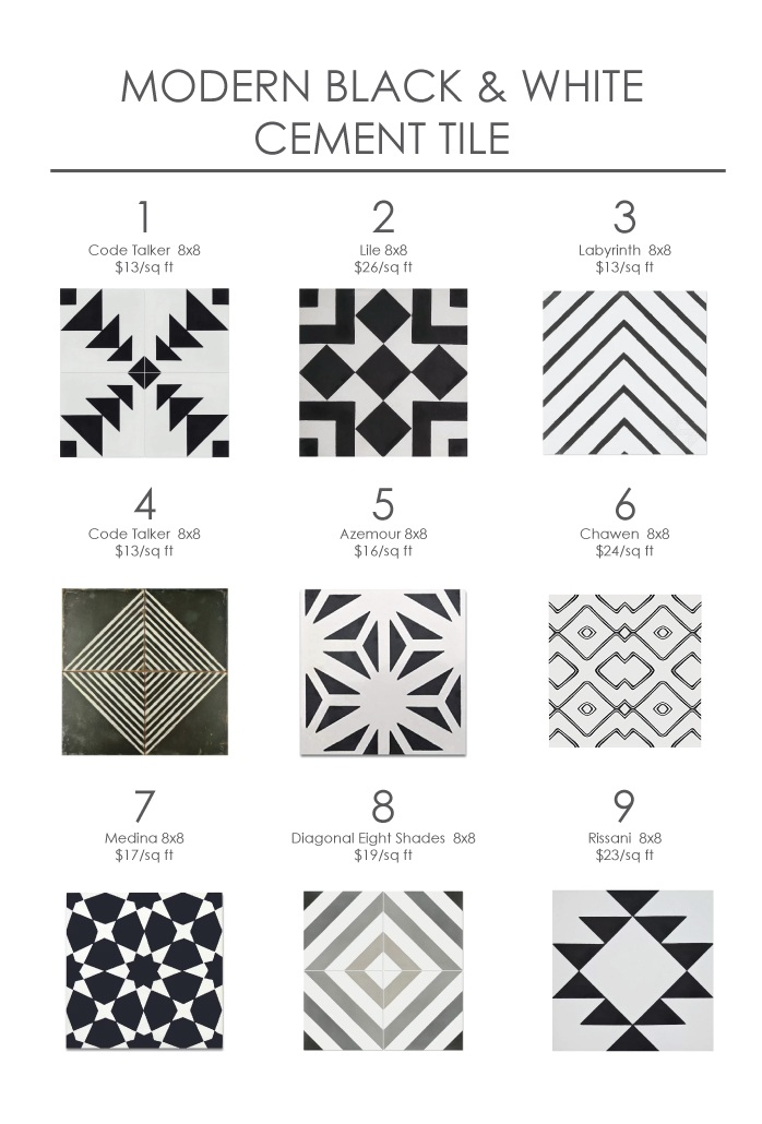 Black And White Patterned Tiles, Black And White Cement Tile