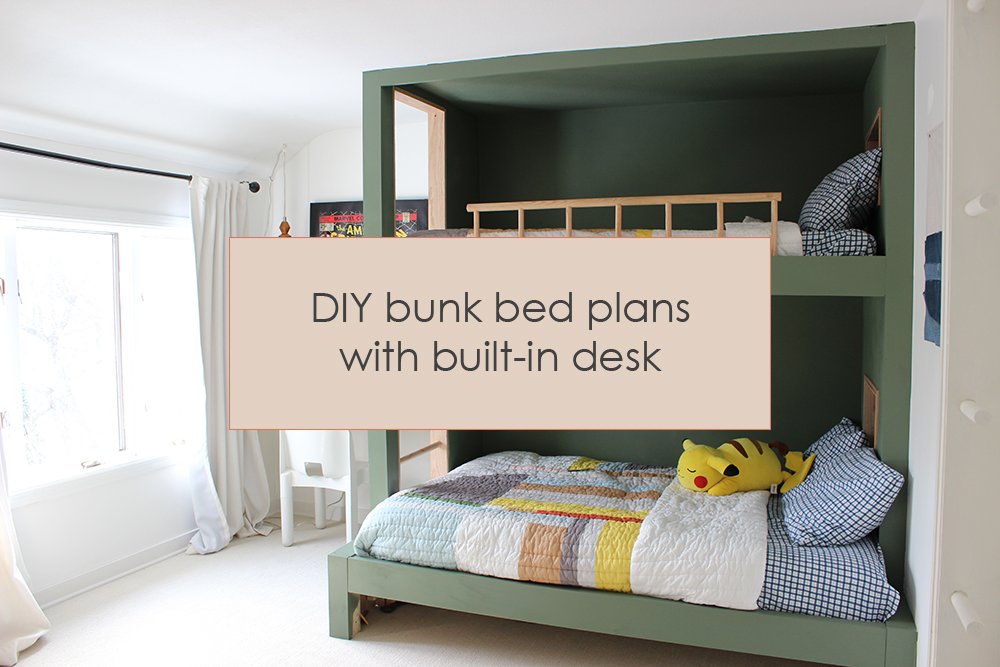 Diy Built In Bunk Beds Lauren Koster, Bunk Bed With Built In Dresser And Desktop