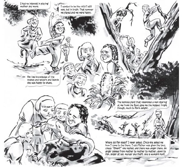 Montage of Wendy Darling and Australian children at play in the Bush from Never Never Land by Hayden Fryer, Emmet O'Cuana and Cardinal Rae