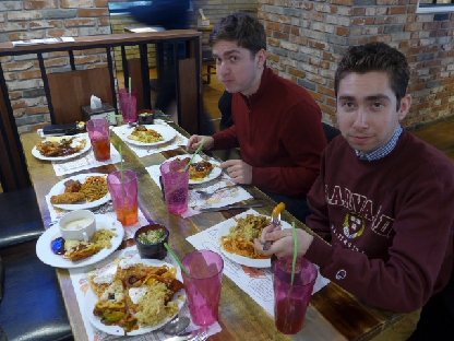 Two gleeks enjoying the amazing dinner buffet