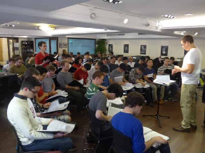 The Glee Club gets ready for their first rehearsal.