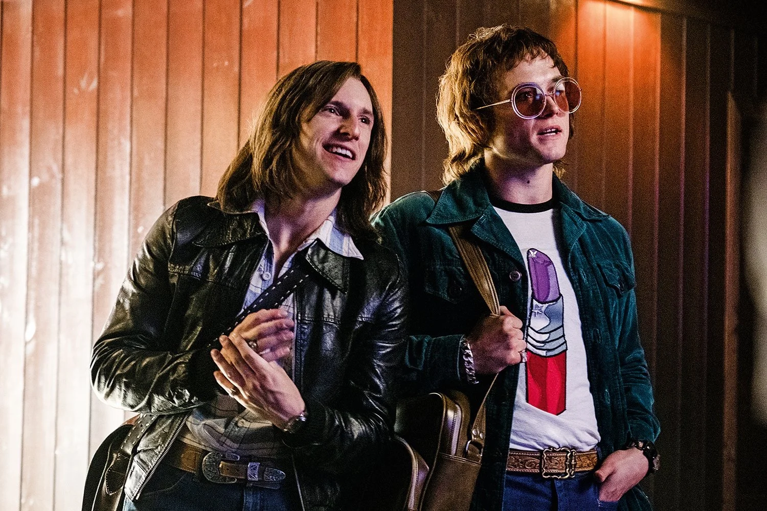 Partners in rhyme, Jamie Bell and Taron Egerton as Bernie Taupin and Elton John.