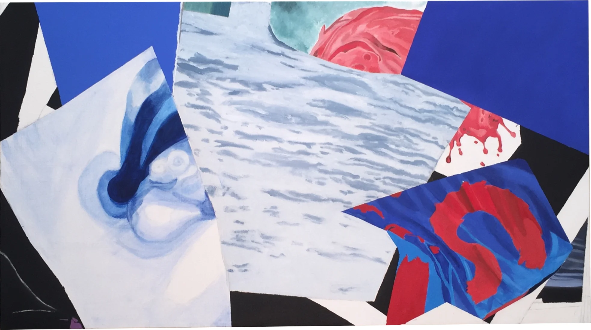   Ingrid Henderson   Jumble in Blue,  2017 Oil on canvas 20 in × 35 in (50.8 cm × 88.9 cm) 