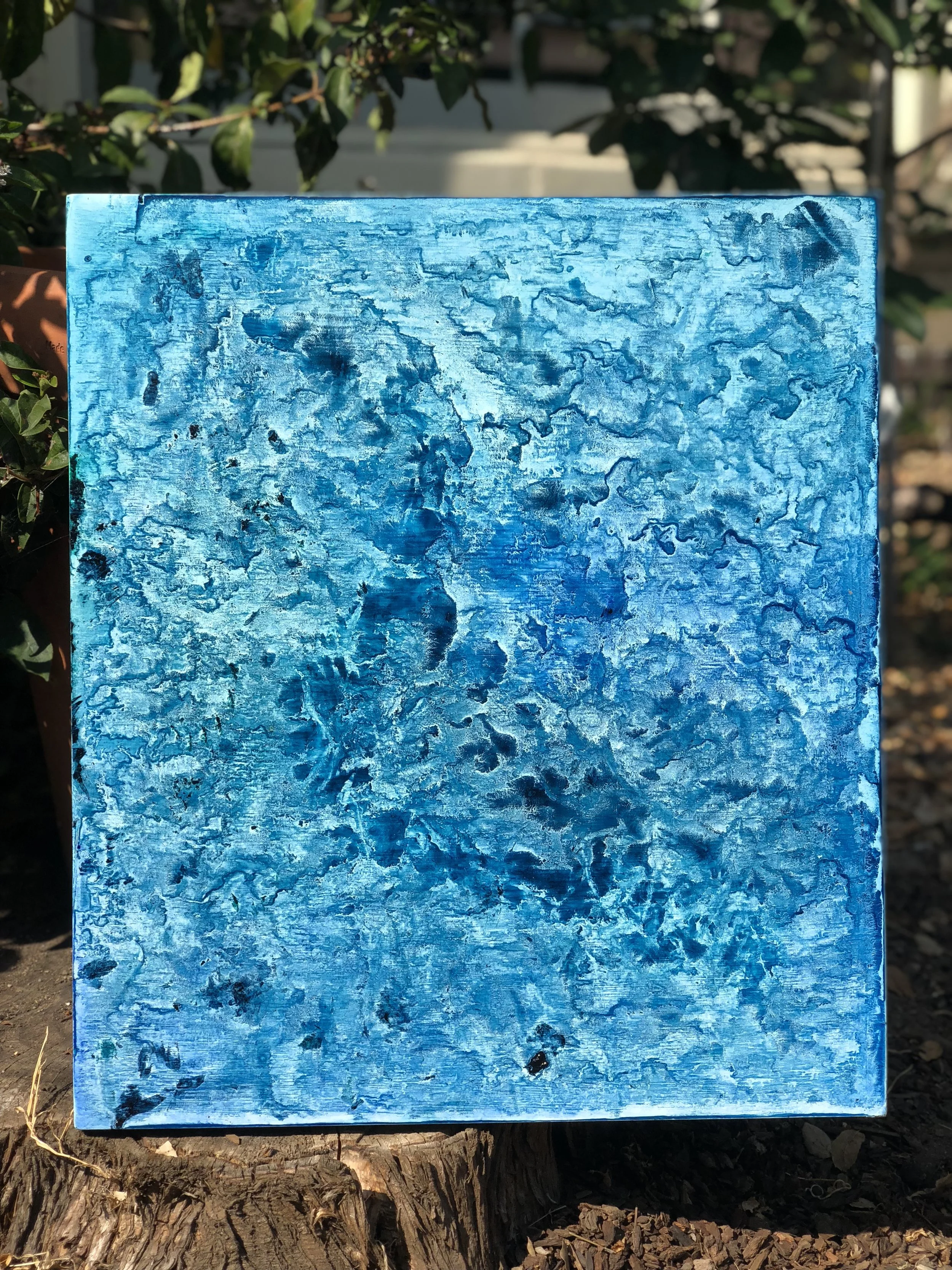   Ingrid Henderson   untitled 2,  2018 Oil on reclaimed wood 20 in × 18 in 