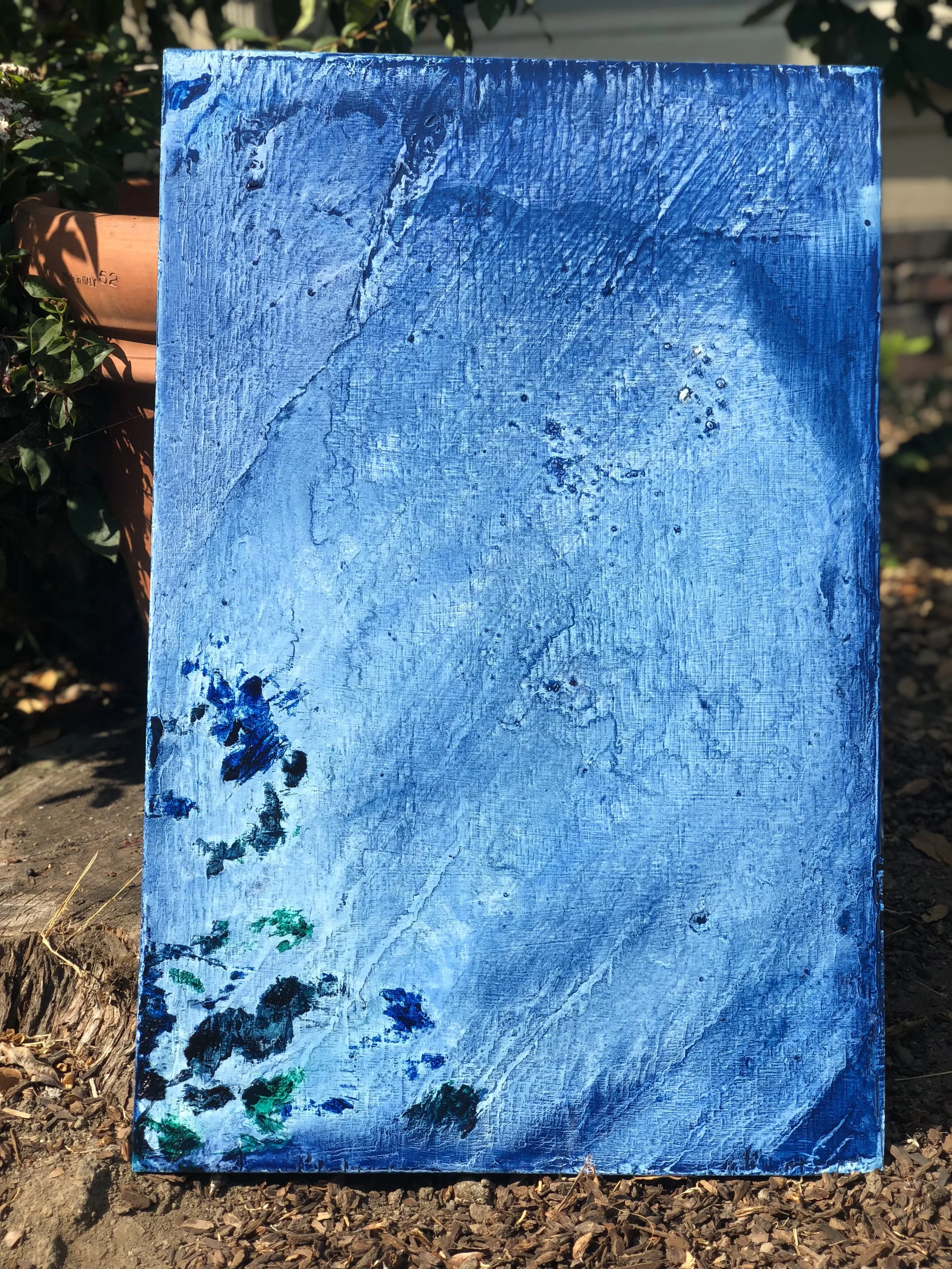   Ingrid Henderson   untitled 3,  2018 Oil on reclaimed wood 27 in × 18 in 