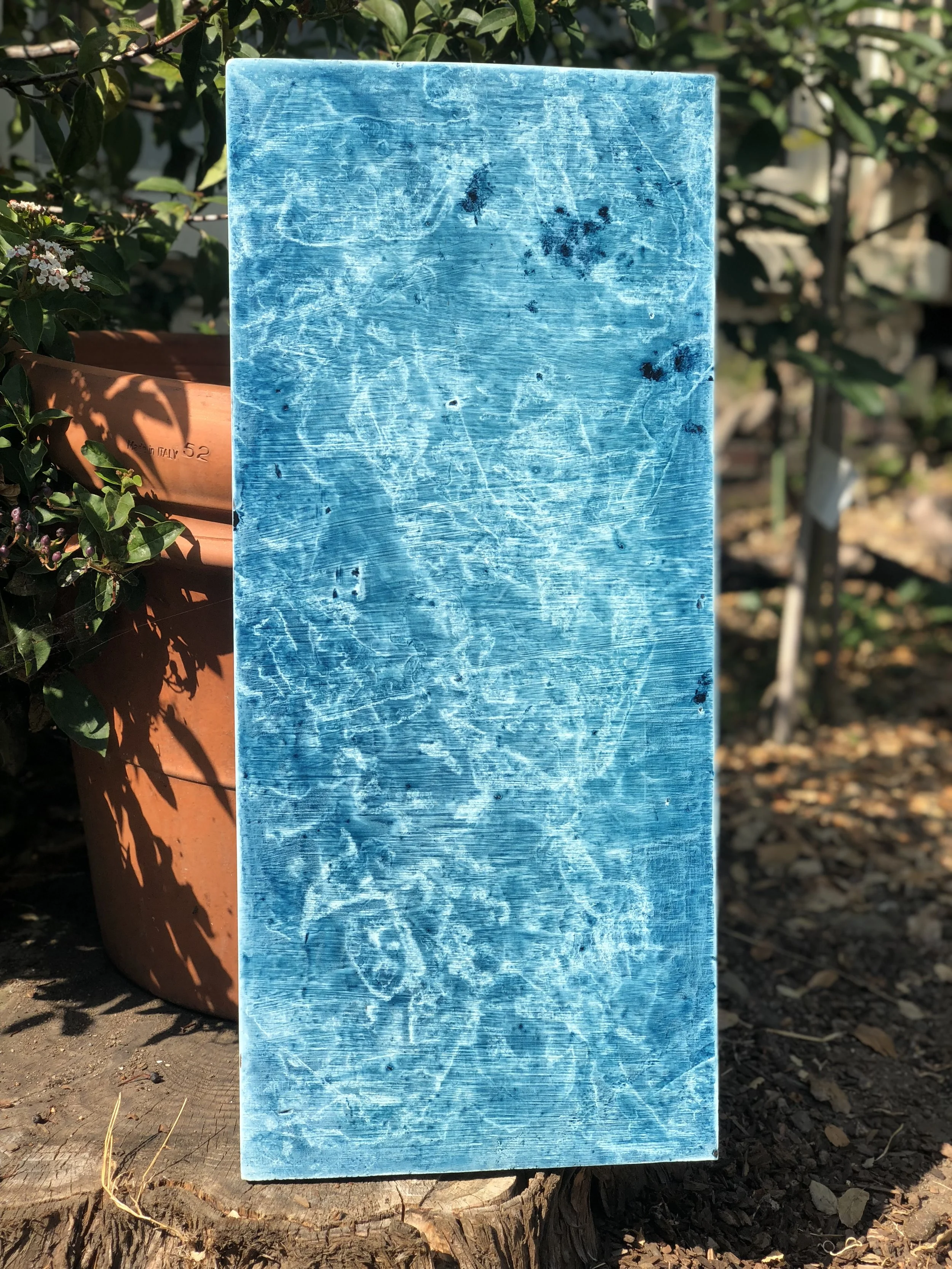   Ingrid Henderson   untitled 4,  2018 Oil on reclaimed wood 26 in × 11 in 