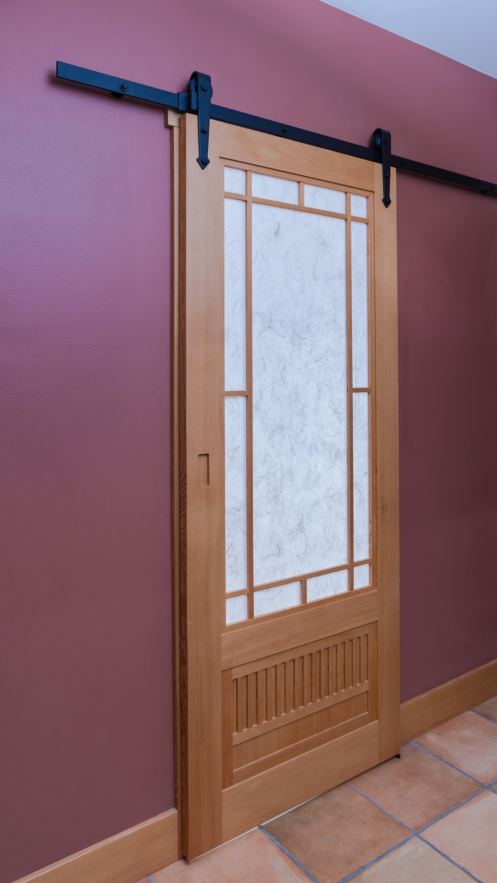 Shoji screen sliding bathroom door