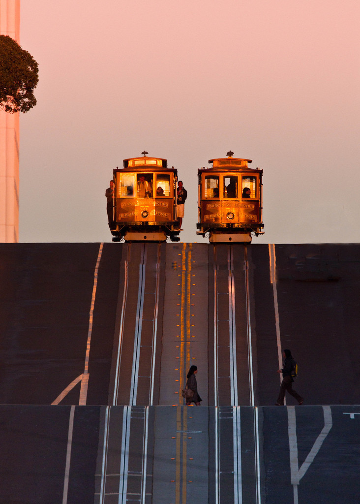 Cable Cars It's not a trip to San Francisco without a ride on the cable cars! Catch the cable car from California or Powell Street and hold on as you glide up the city's steep, steep streets. More Info On The Cable Cars Here