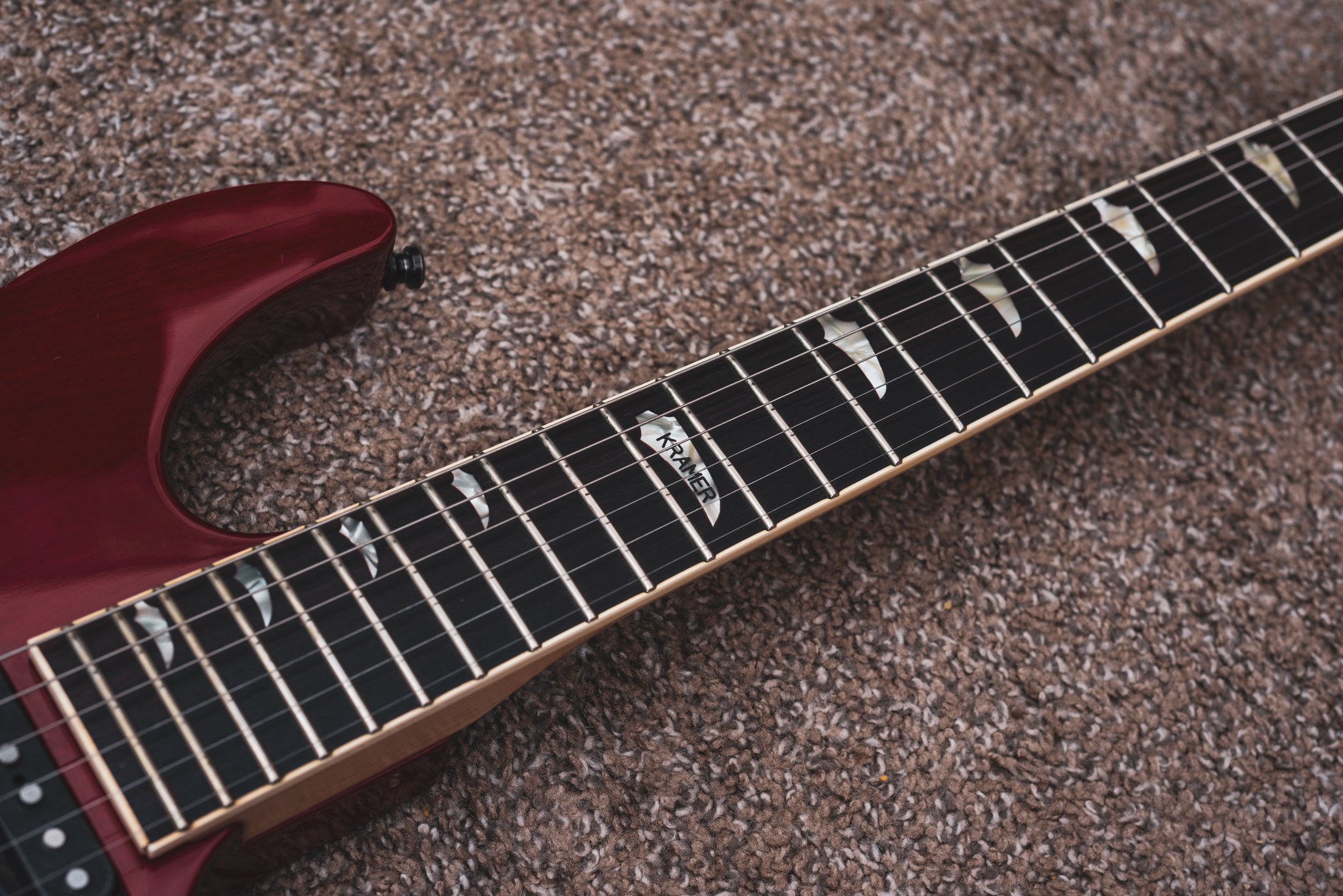 Bound neck with kramer “Shark,” “Pointy,” or “Claw” inlays