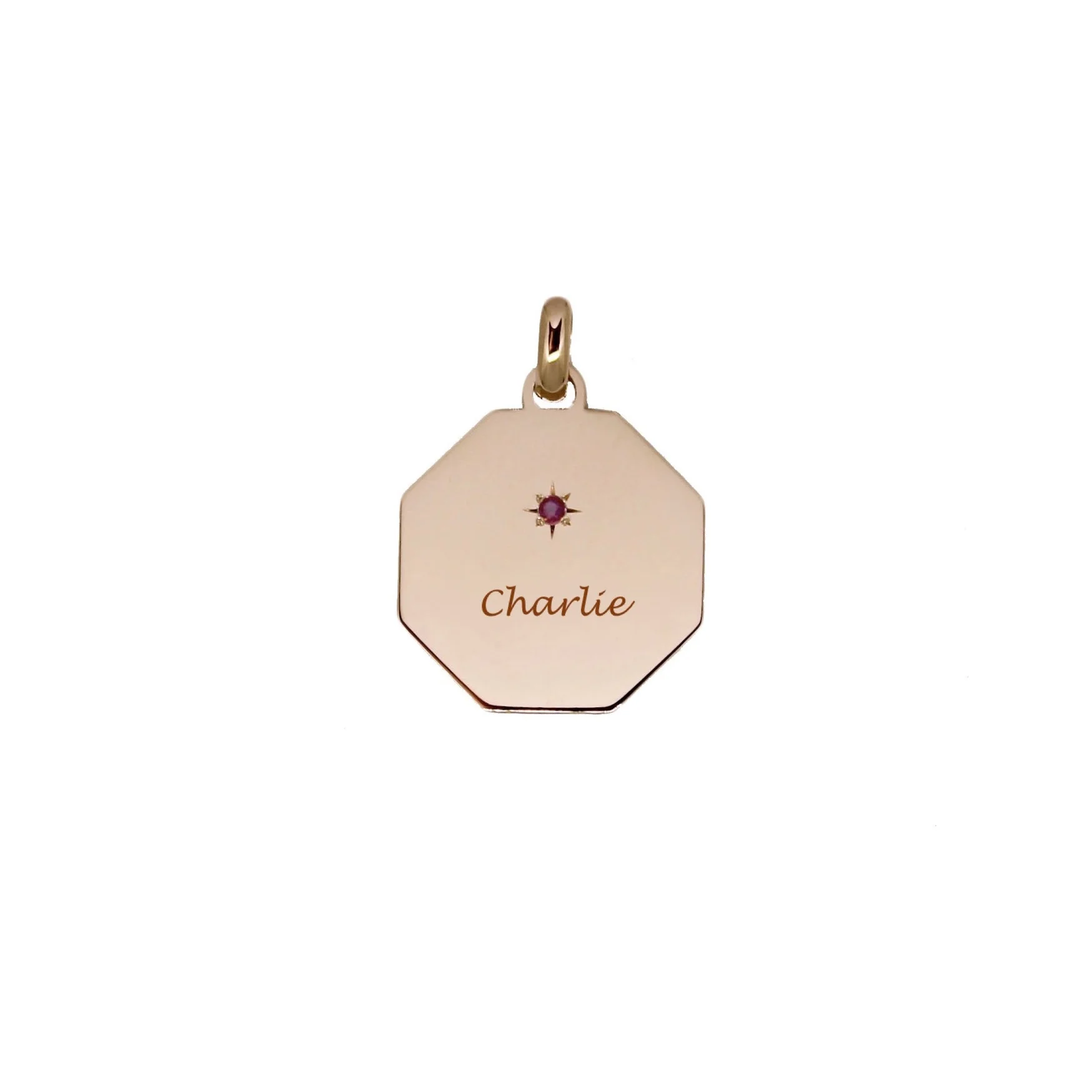 Médaille My Poinçon 22 or rose 18 carats rubis personnalisation