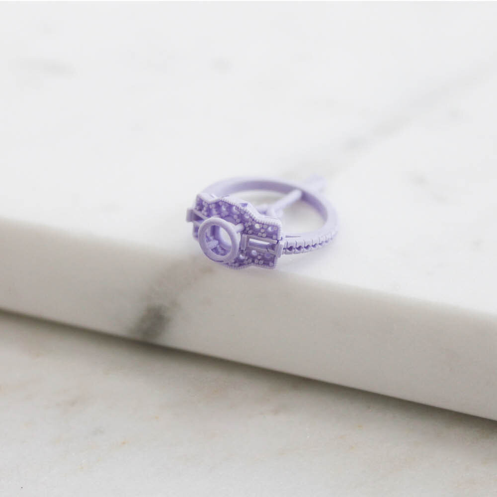 The resin of a made-to-measure engagement ring