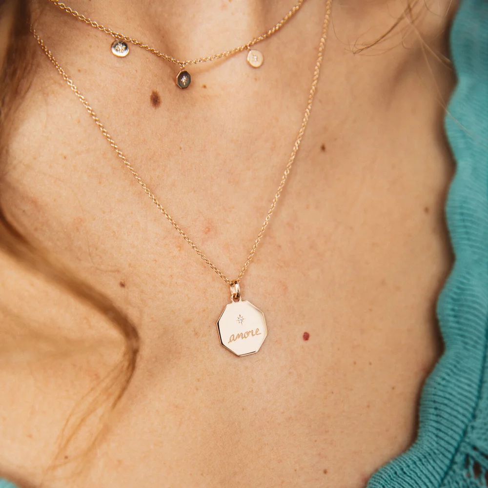 Medaille Amore Diamant Bijoux Pour Femme En Or 18 Carats Poincon 22