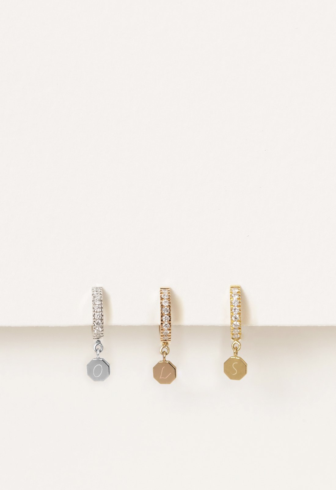 Customized Diamond Line hoop earrings - 18K gold