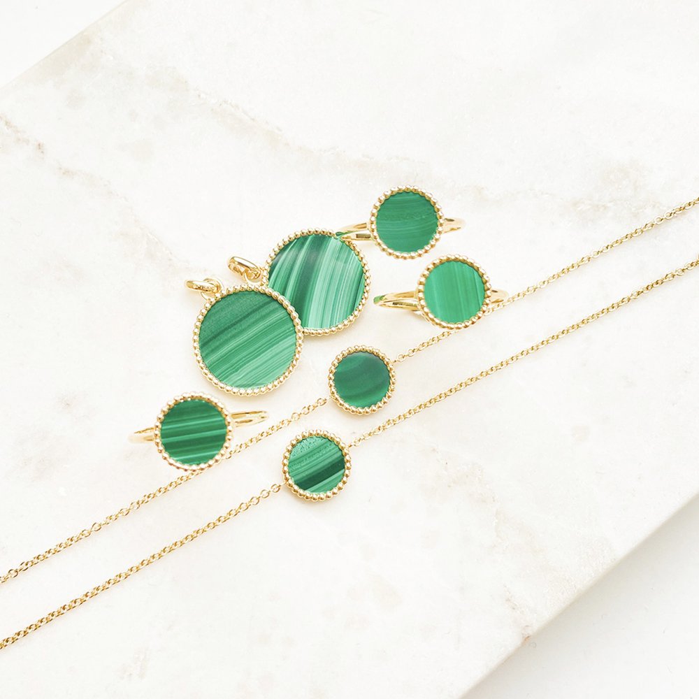 Bijoux Nuances malachite - or jaune 18 K