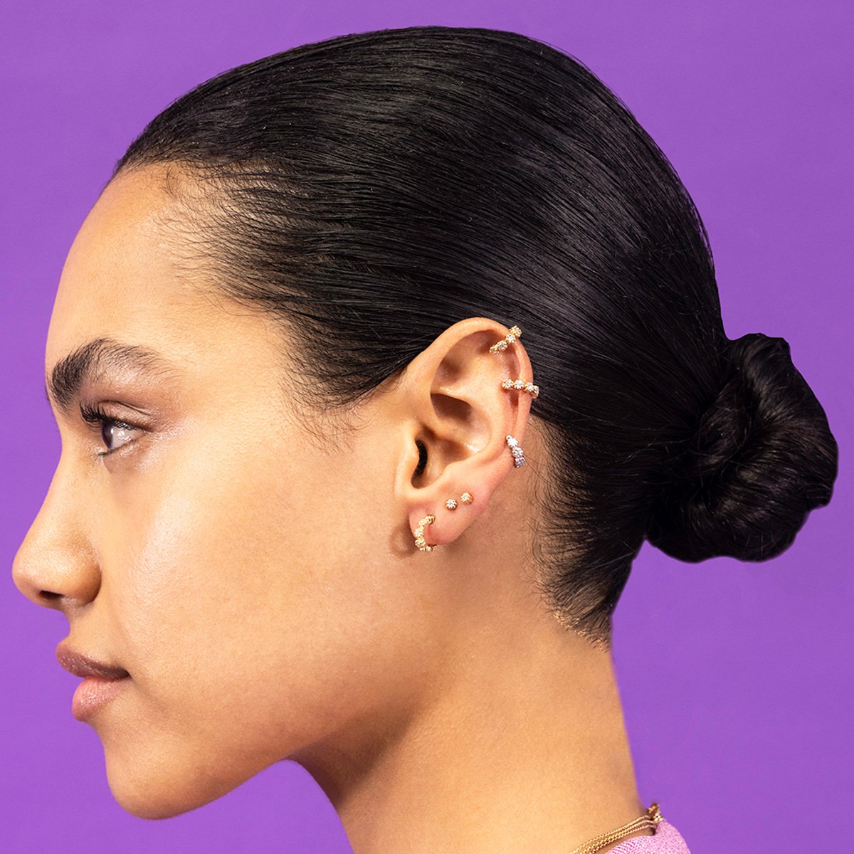 Marguerite earrings - 18 K gold