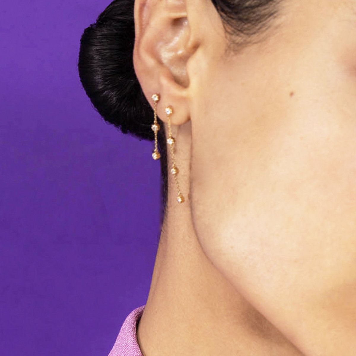 Mini Marguerite pendant earrings - 18K gold