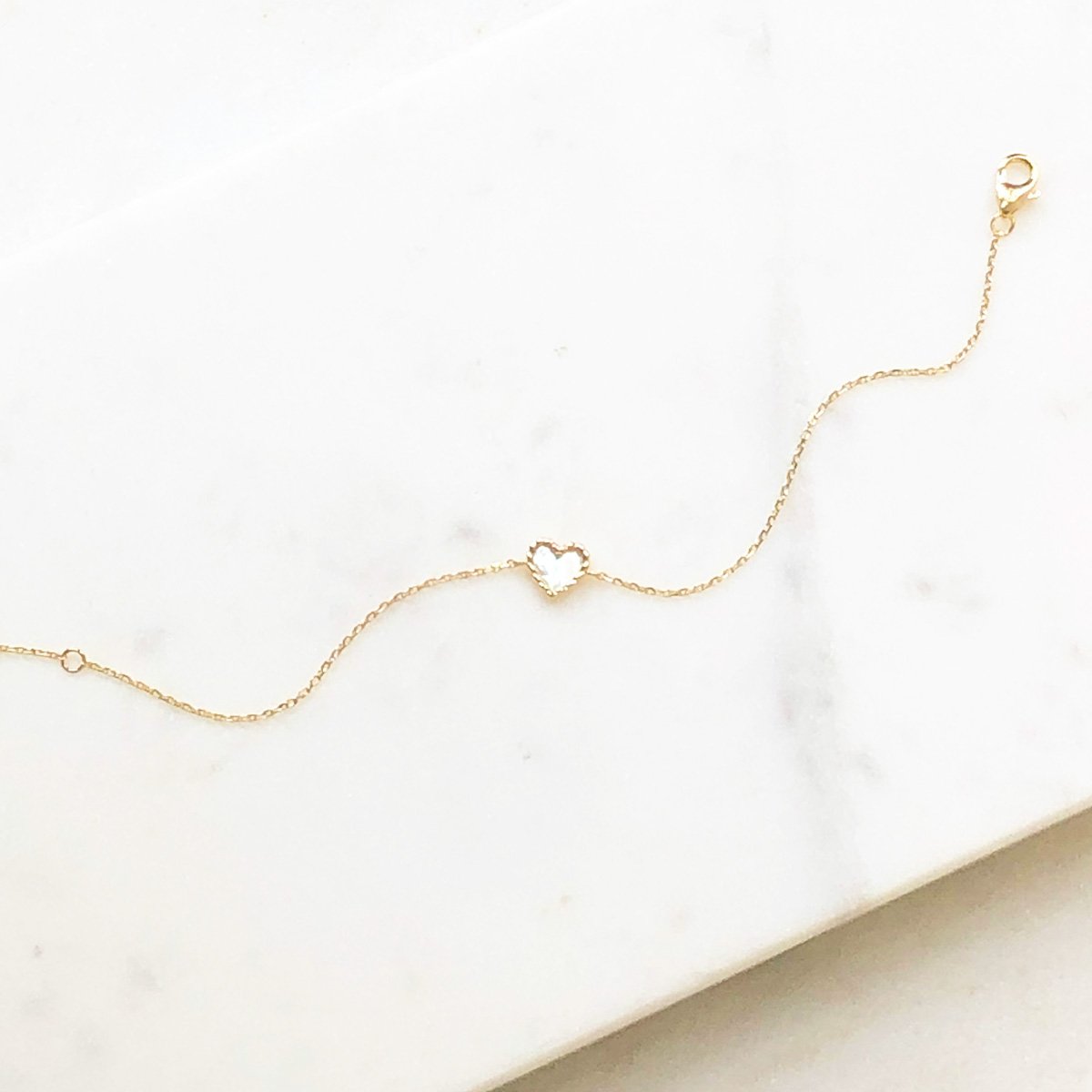 Heart bracelet in mother-of-pearl - 18 K gold