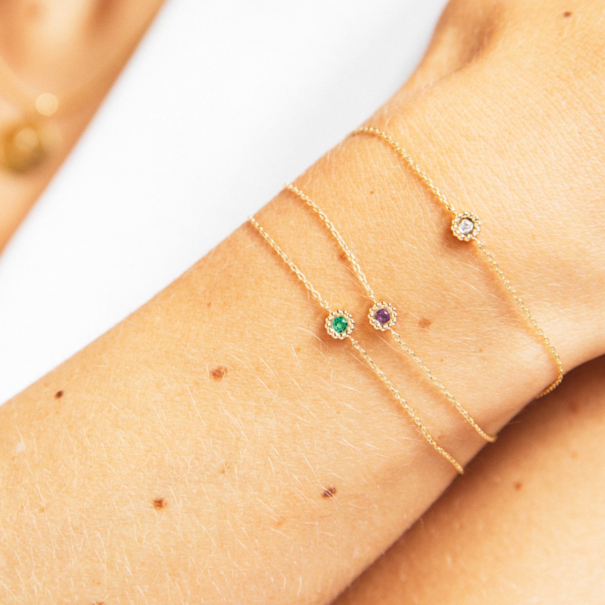 Daisy bracelets coloured gemstones - tsavorite