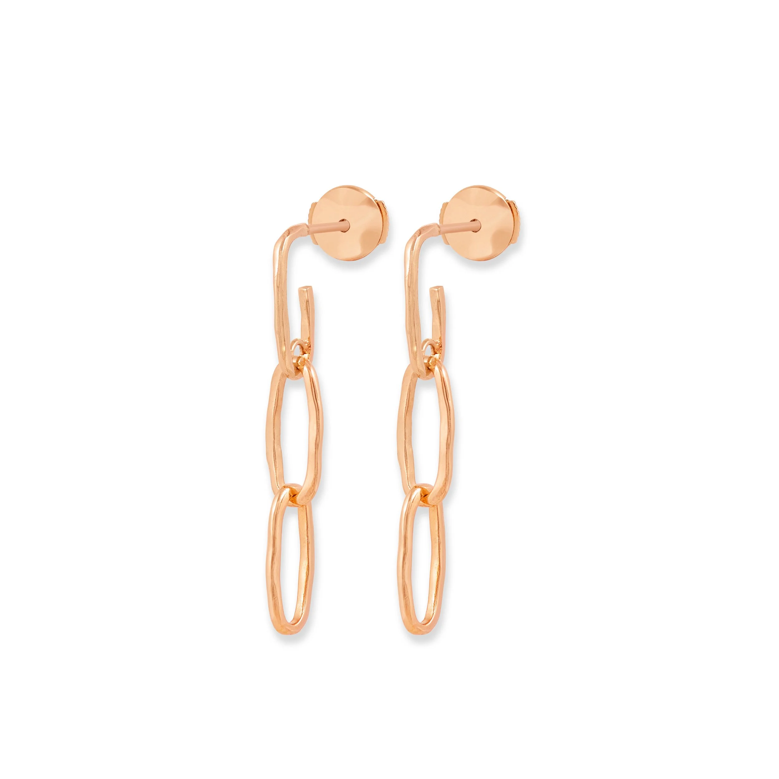 Boucles d'oreilles pendantes Maillons or rose 18 carats